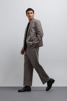 Antioch-Kahve Ekoseli Kruvaze Erkek Blazer Ceket-Blazer Ceket-4-Milagron.com