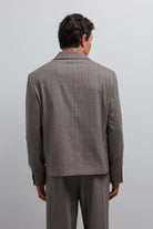 Antioch-Kahve Ekoseli Kruvaze Erkek Blazer Ceket-Blazer Ceket-5-Milagron.com