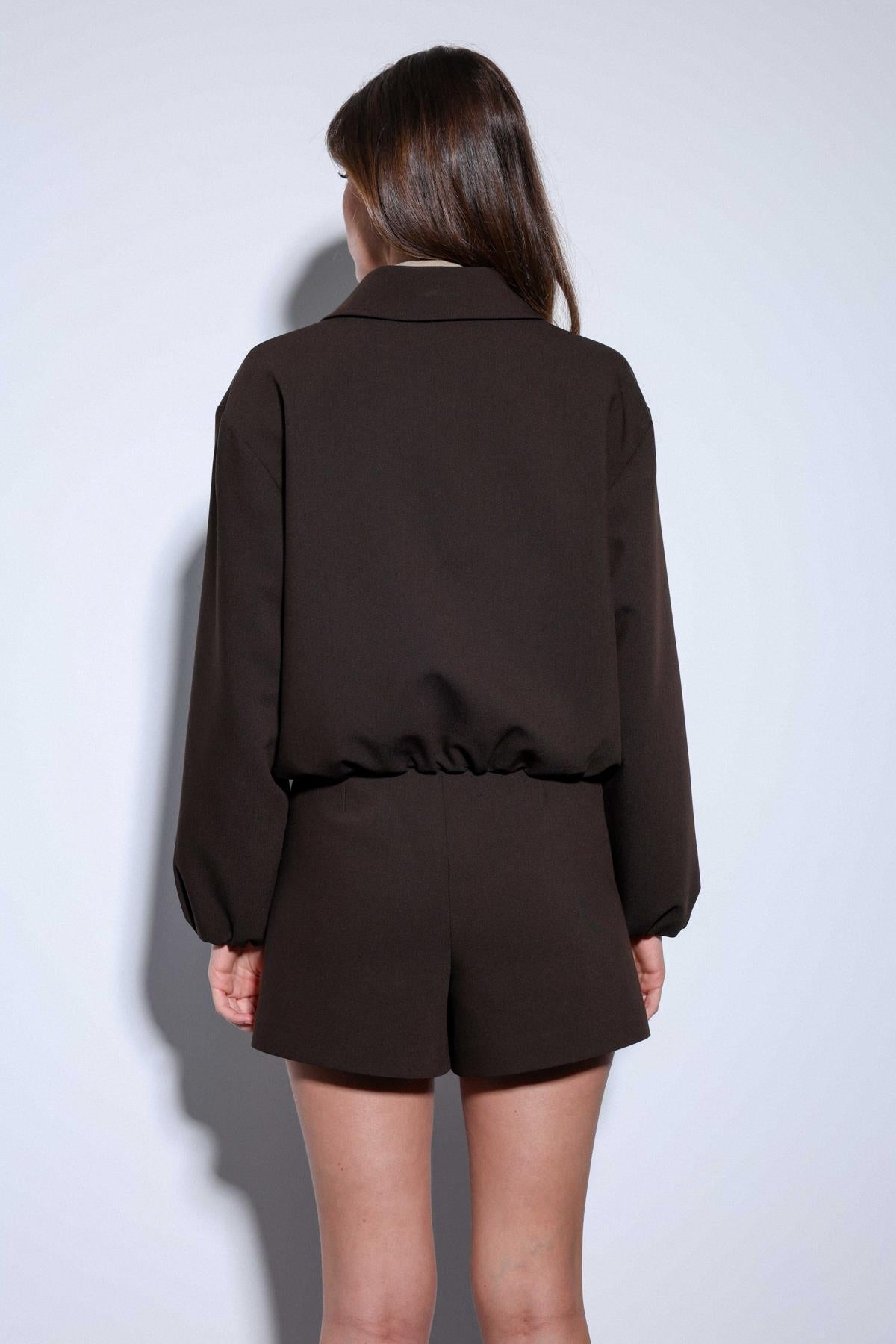 Antioch-Kahve Fermuarlı Bomber Kadın Ceket-Ceket-10-Milagron.com