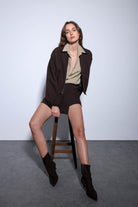 Antioch-Kahve Fermuarlı Bomber Kadın Ceket-Ceket-4-Milagron.com