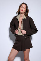 Antioch-Kahve Fermuarlı Bomber Kadın Ceket-Ceket-5-Milagron.com