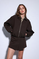 Antioch-Kahve Fermuarlı Bomber Kadın Ceket-Ceket-6-Milagron.com