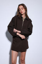 Antioch-Kahve Fermuarlı Bomber Kadın Ceket-Ceket-8-Milagron.com