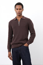 Antioch-Kahve Fermuarlı Erkek Triko Kazak-Kazak-3-Milagron.com