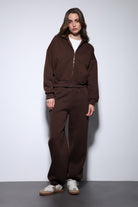 Antioch-Kahve Fermuarlı Kapüşanlı Kadın Sweatshirt-Sweatshirt-4-Milagron.com