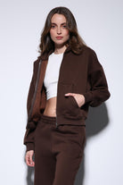 Antioch-Kahve Fermuarlı Kapüşanlı Kadın Sweatshirt-Sweatshirt-7-Milagron.com