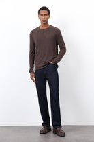 Antioch-Kahve Fitilli Düğmeli Yaka T Shirt-T-Shirt-1-Milagron.com