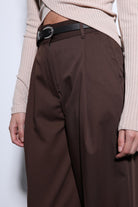 Antioch-Antioch Kahve Geniş Paça Kadın Pantolon-Kumaş Pantolon-4-Milagron.com