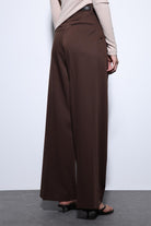 Antioch-Antioch Kahve Geniş Paça Kadın Pantolon-Kumaş Pantolon-5-Milagron.com