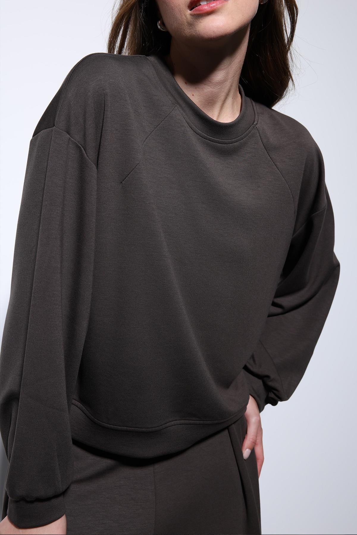 Antioch-Kahve Geniş Paça Relaxed Kadın Takım-Takım-10-Milagron.com