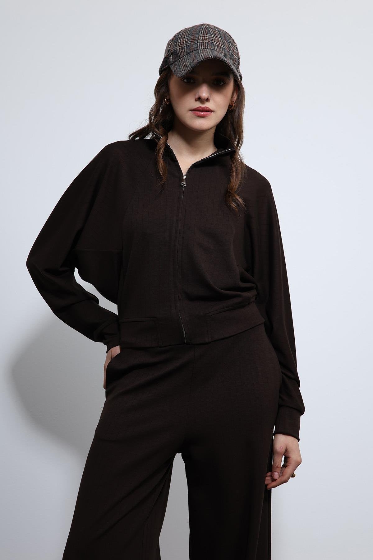 Antioch-Kahve Geniş Paça çizgili Eşofman Takım-Takım-6-Milagron.com