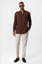 Antioch-Kahve Hakim Yaka Regular Fit Erkek Gömlek-Gömlek-3-Milagron.com