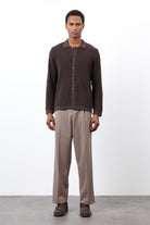 Antioch-Kahve İnce örgü Triko Erkek Hırka-Hırka-2-Milagron.com