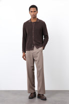 Antioch-Kahve İnce örgü Triko Erkek Hırka-Hırka-3-Milagron.com