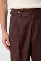 Antioch-Kahve İtalyan Kesim Yüksek Bel Erkek Pantolon-Kumaş Pantolon-3-Milagron.com