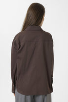 Antioch-Kahve Kadın Basic Oversize Gömlek-Gömlek-7-Milagron.com