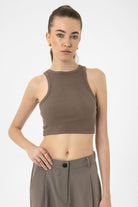 Antioch-Kahve Kadın Fitilli Crop Atlet-Atlet-1-Milagron.com