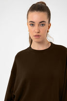 Antioch-Kahve Kadın İspanyol Paça Eşofman Takım-Alt - Üst Takım-4-Milagron.com