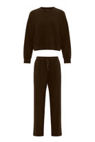 Antioch-Kahve Kadın İspanyol Paça Eşofman Takım-Alt - Üst Takım-6-Milagron.com