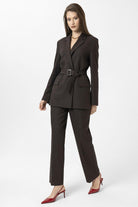 Antioch-Kahve Kadın Kemerli Blazer Ceket-Ceket-2-Milagron.com