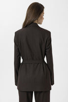 Antioch-Kahve Kadın Kemerli Blazer Ceket-Ceket-5-Milagron.com