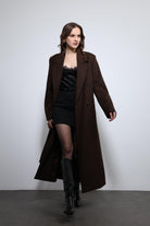 Antioch-Kahve Kadın Kuşaklı Kruvaze Kaban-Kaban-1-Milagron.com