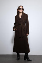 Antioch-Kahve Kadın Kuşaklı Kruvaze Kaban-Kaban-3-Milagron.com