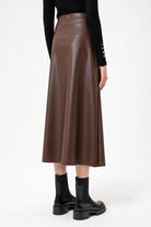 Antioch-Kahve Kadın Suni Deri Midi Etek-Etek-5-Milagron.com