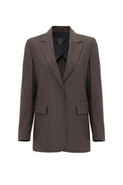 Antioch-Kahve Kadın Tek Düğme çizgili Blazer Ceket-Blazer Ceket-8-Milagron.com