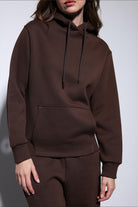 Antioch-Kahve Kapüşonlu Basic Kadın Sweatshirt-Sweatshirt-5-Milagron.com