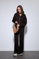 Antioch-Kahve Kapüşonlu üst Ve Geniş Paça Triko Takım-Takım-2-Milagron.com