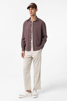 Antioch-Kahve Kareli Erkek Rahat Kalıp Erkek Gömlek-Gömlek-2-Milagron.com