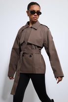 Antioch-Kahve Kemerli Kısa Trençkot-Trençkot-4-Milagron.com