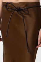 Antioch-Kahve Kemerli Saten Uzun Kadın Etek-Etek-3-Milagron.com