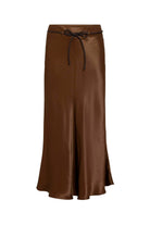 Antioch-Kahve Kemerli Saten Uzun Kadın Etek-Etek-5-Milagron.com