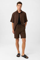 Antioch-Kahve Keten Karışımlı Erkek Şort-Şort-2-Milagron.com