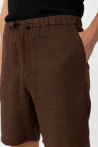 Antioch-Kahve Keten Karışımlı Erkek Şort-Şort-4-Milagron.com