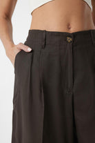 Antioch-Kahve Keten Karışımlı Kadın Bermuda-Şort-3-Milagron.com