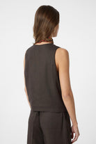 Antioch-Kahve Keten Karışımlı Kadın Terzi Yeleği-Yelek-4-Milagron.com