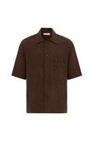 Antioch-Kahve Keten Karışımlı Kısa Kollu Erkek Gömlek-Gömlek-5-Milagron.com