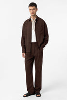 Antioch-Kahve Keten Karışımlı Relax Fit Erkek Gömlek-Gömlek-6-Milagron.com