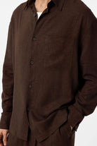 Antioch-Kahve Keten Karışımlı Relax Fit Erkek Gömlek-Gömlek-7-Milagron.com