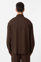 Antioch-Kahve Keten Karışımlı Relax Fit Erkek Gömlek-Gömlek-8-Milagron.com