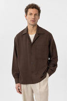 Antioch-Kahve Keten Karışımlı Relaxed Erkek Gömlek-Gömlek-4-Milagron.com
