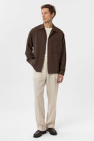 Antioch-Kahve Keten Karışımlı Relaxed Erkek Gömlek-Gömlek-6-Milagron.com