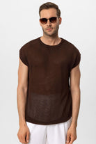 Antioch-Kahve Kolsuz Ajurlu Erkek T Shirt-T-Shirts-1-Milagron.com