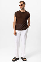 Antioch-Kahve Kolsuz Ajurlu Erkek T Shirt-T-Shirts-3-Milagron.com