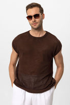 Antioch-Kahve Kolsuz Ajurlu Erkek T Shirt-T-Shirts-4-Milagron.com