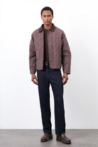 Antioch-Kahve Kontrast Yaka Baklava Desenli Erkek Mont-Mont-2-Milagron.com