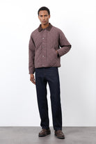 Antioch-Kahve Kontrast Yaka Baklava Desenli Erkek Mont-Mont-3-Milagron.com